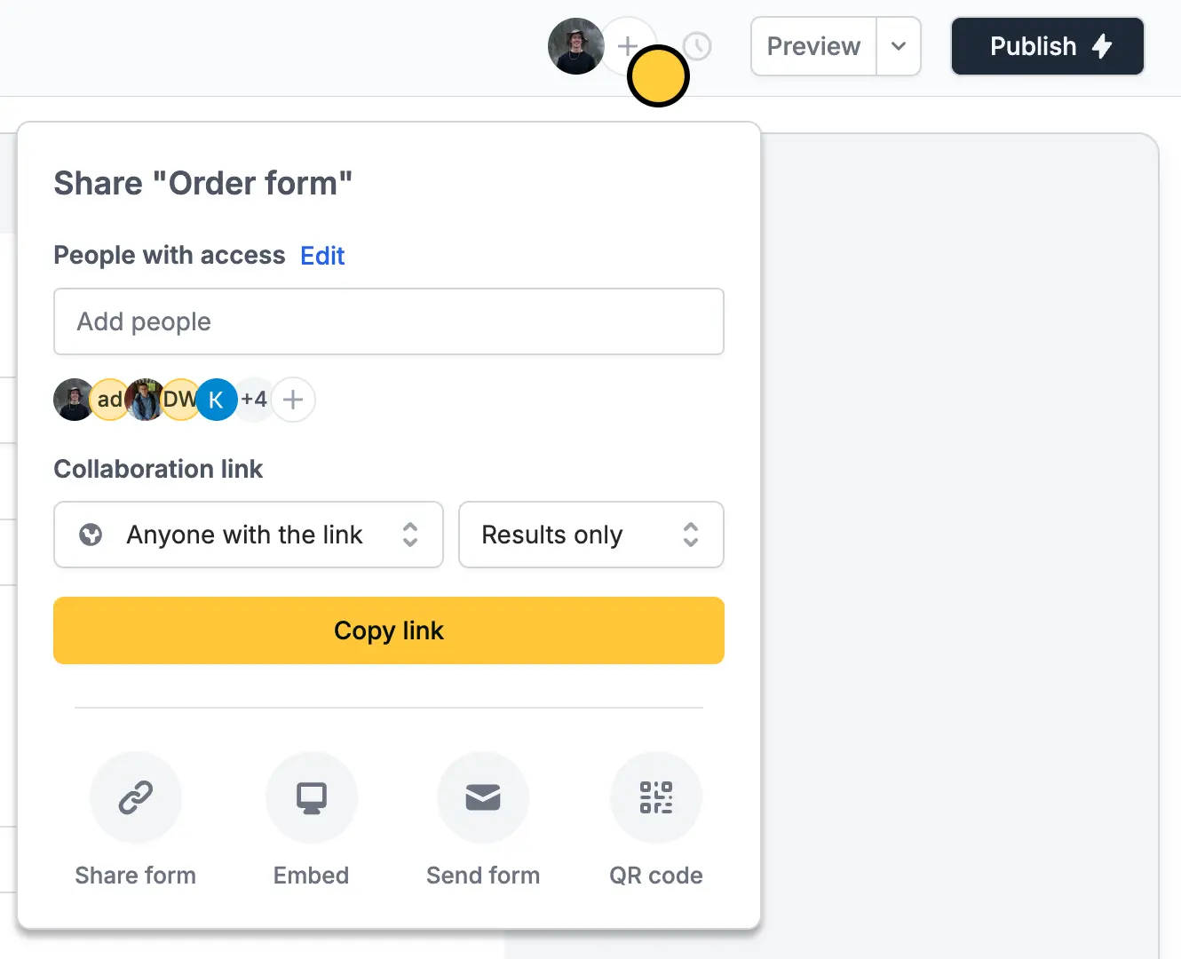 Share a specific form