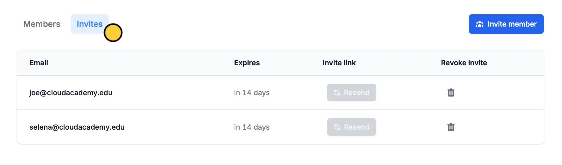 View pending invites