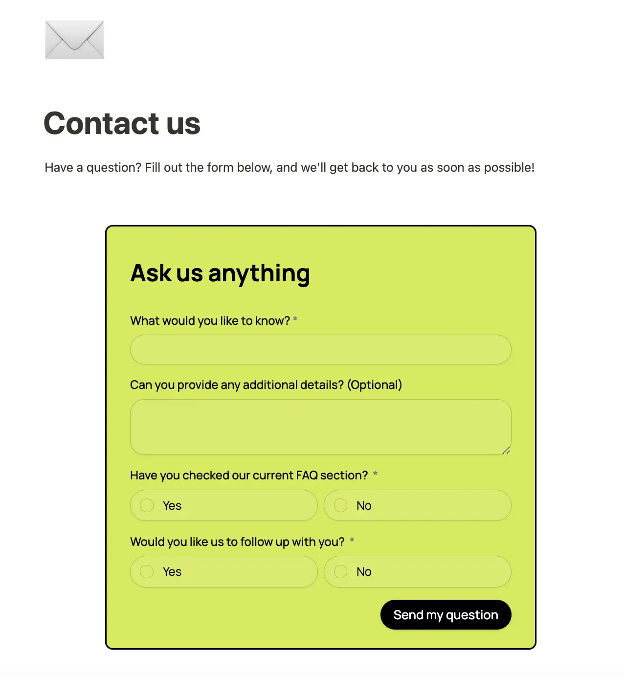 Screenshot of the Integrate tab of a form