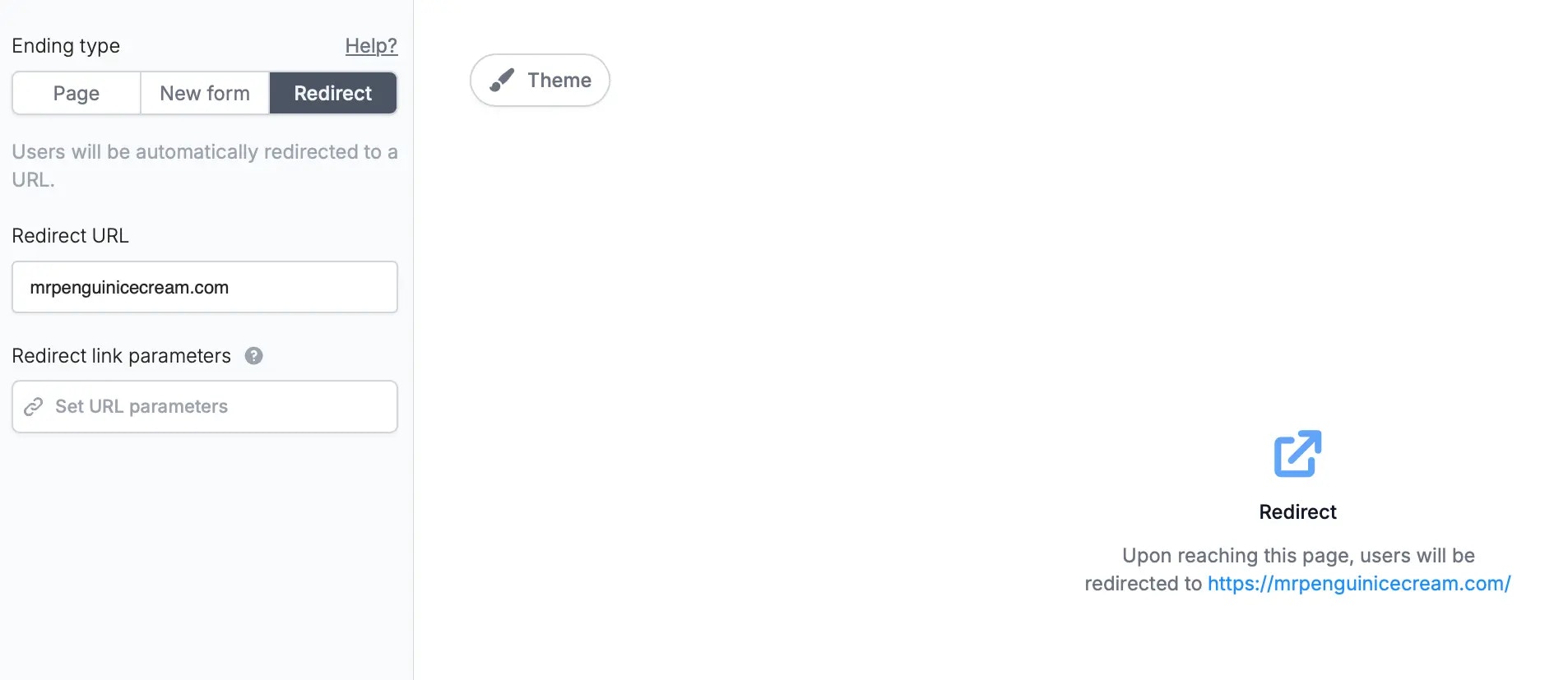 Redirect ending page