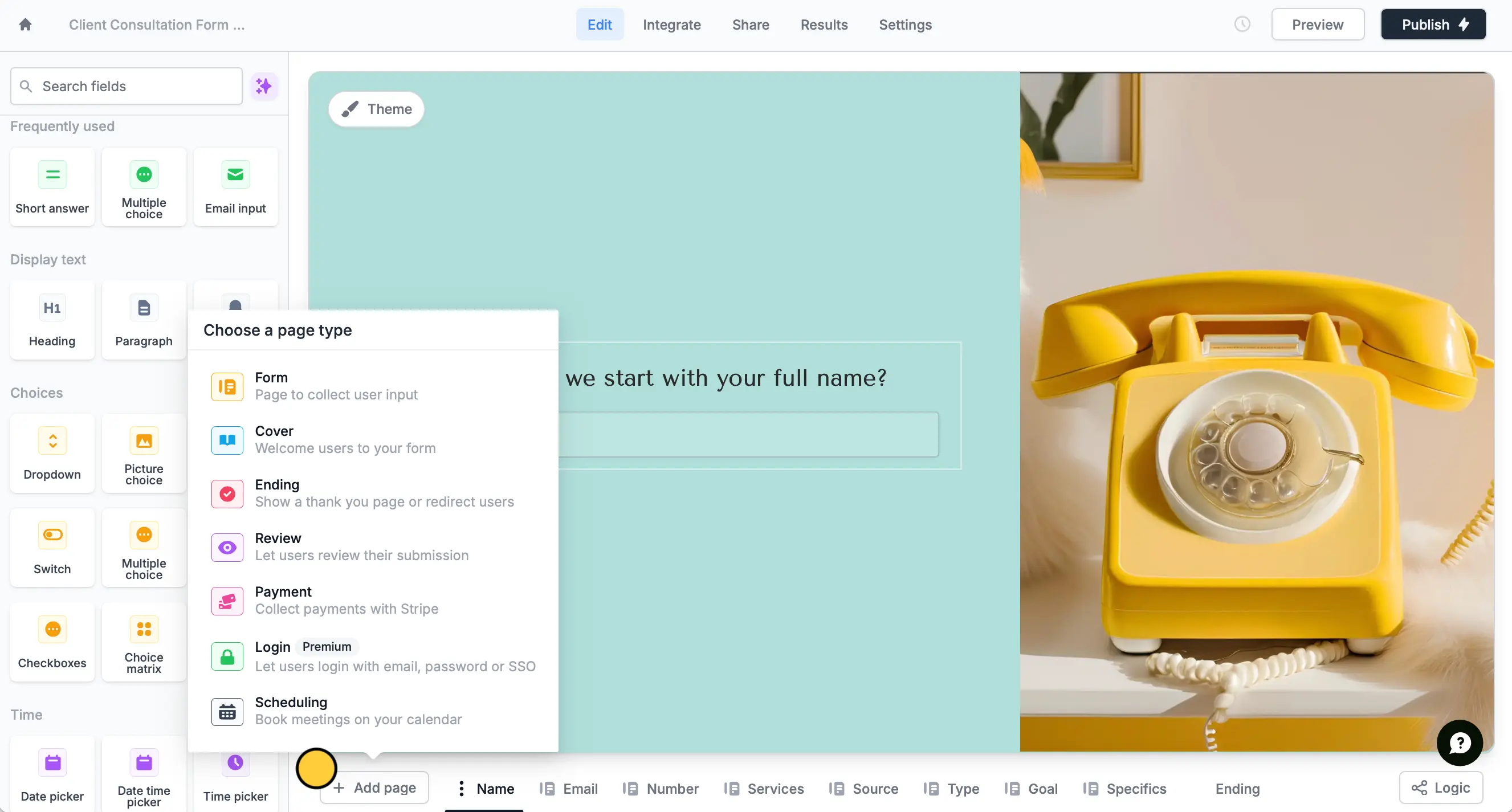 Add a new form page