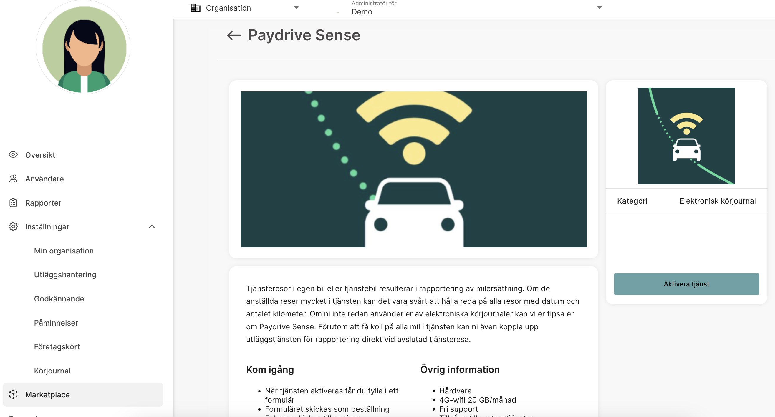 Aktivera Paydrive Sense