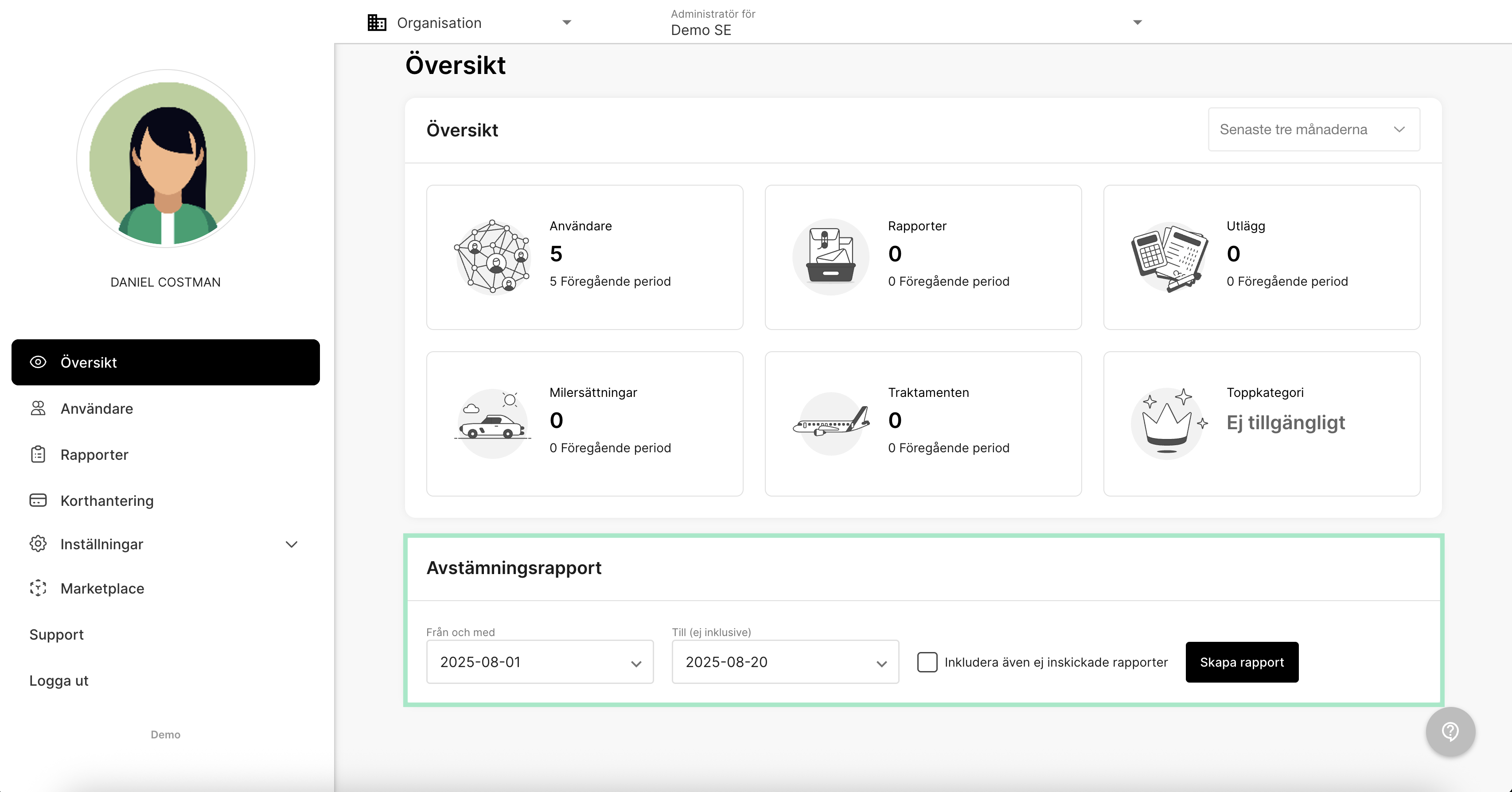 Skapa avstämningsrapport