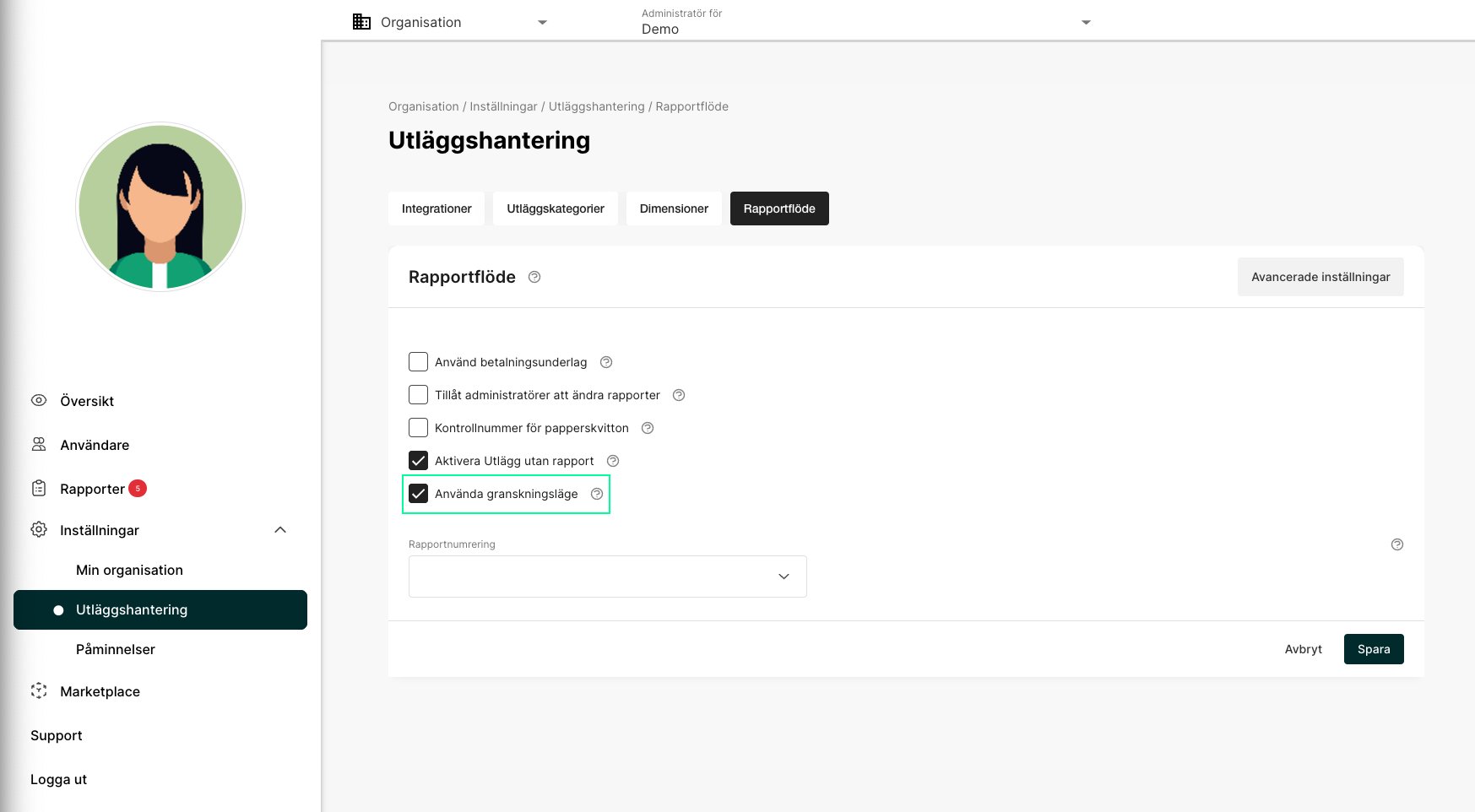 Aktivera granskningsläge