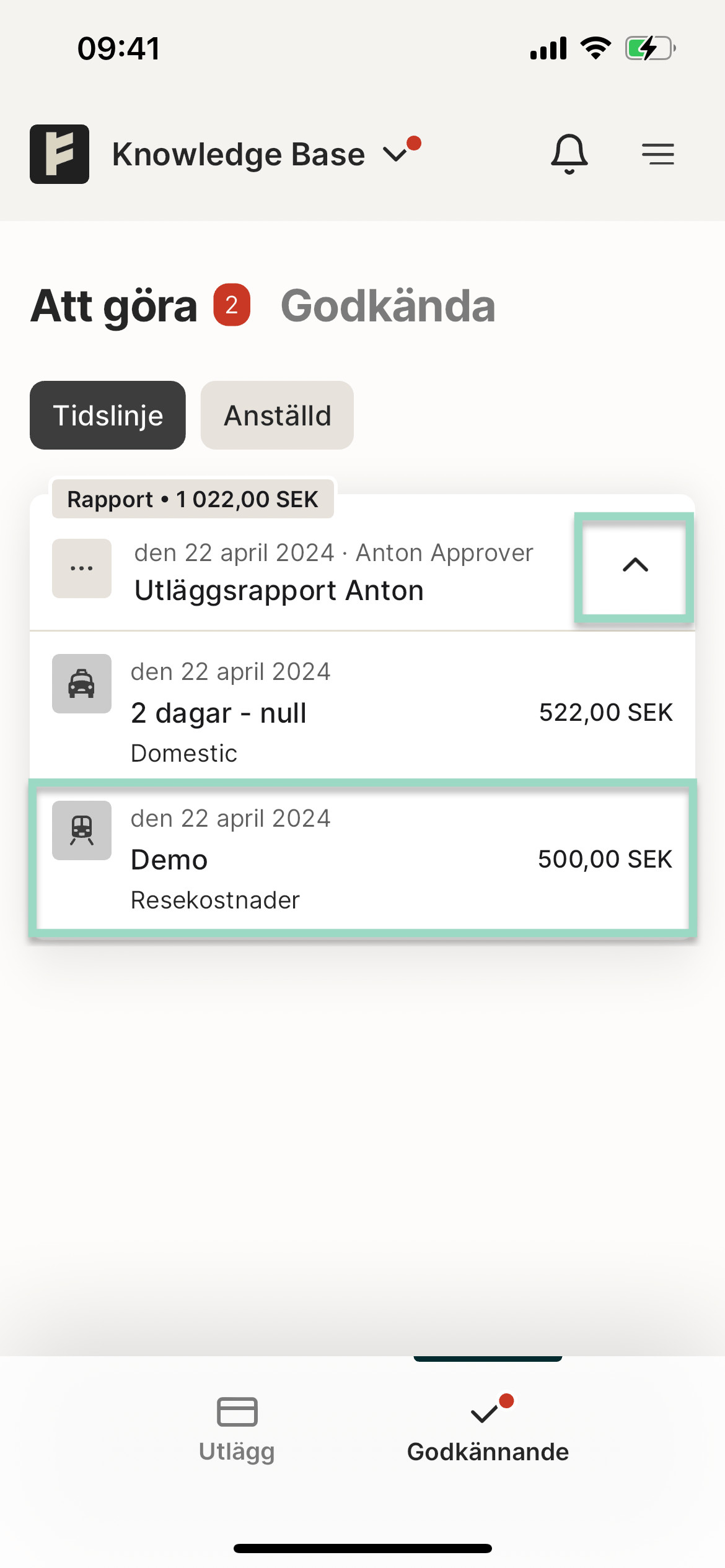 Öppna ett enskilt utlägg