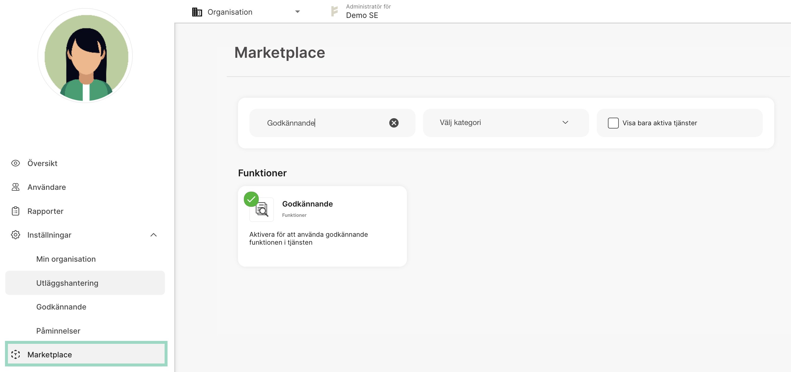 Aktivera godkännande i Marketplace