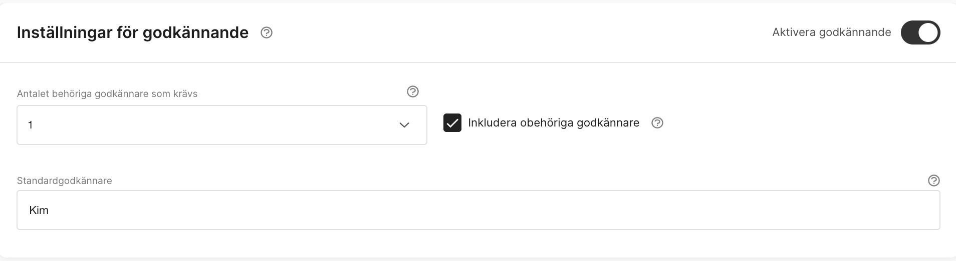 Inställningar för godkännande