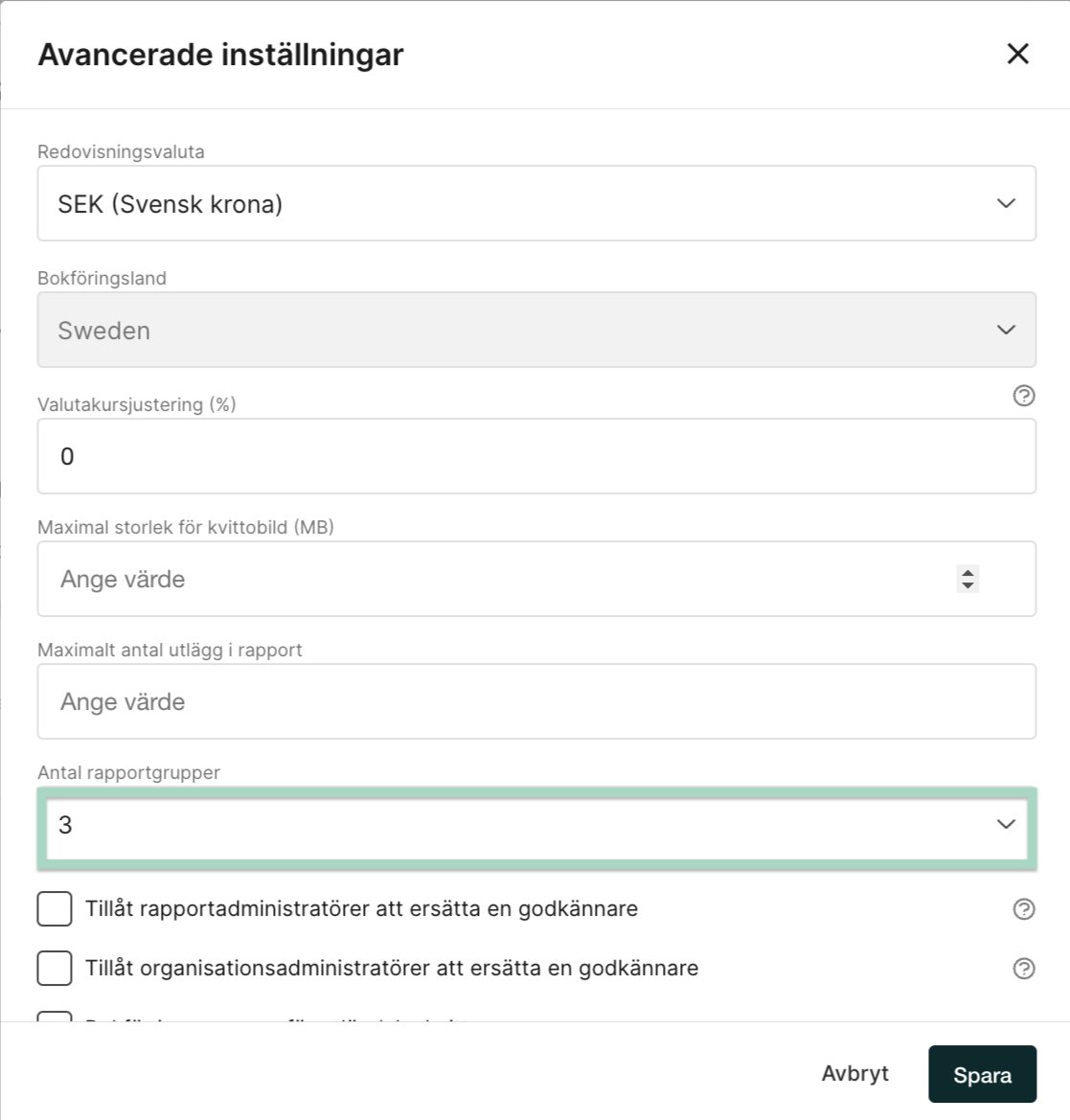 Antal rapportgrupper