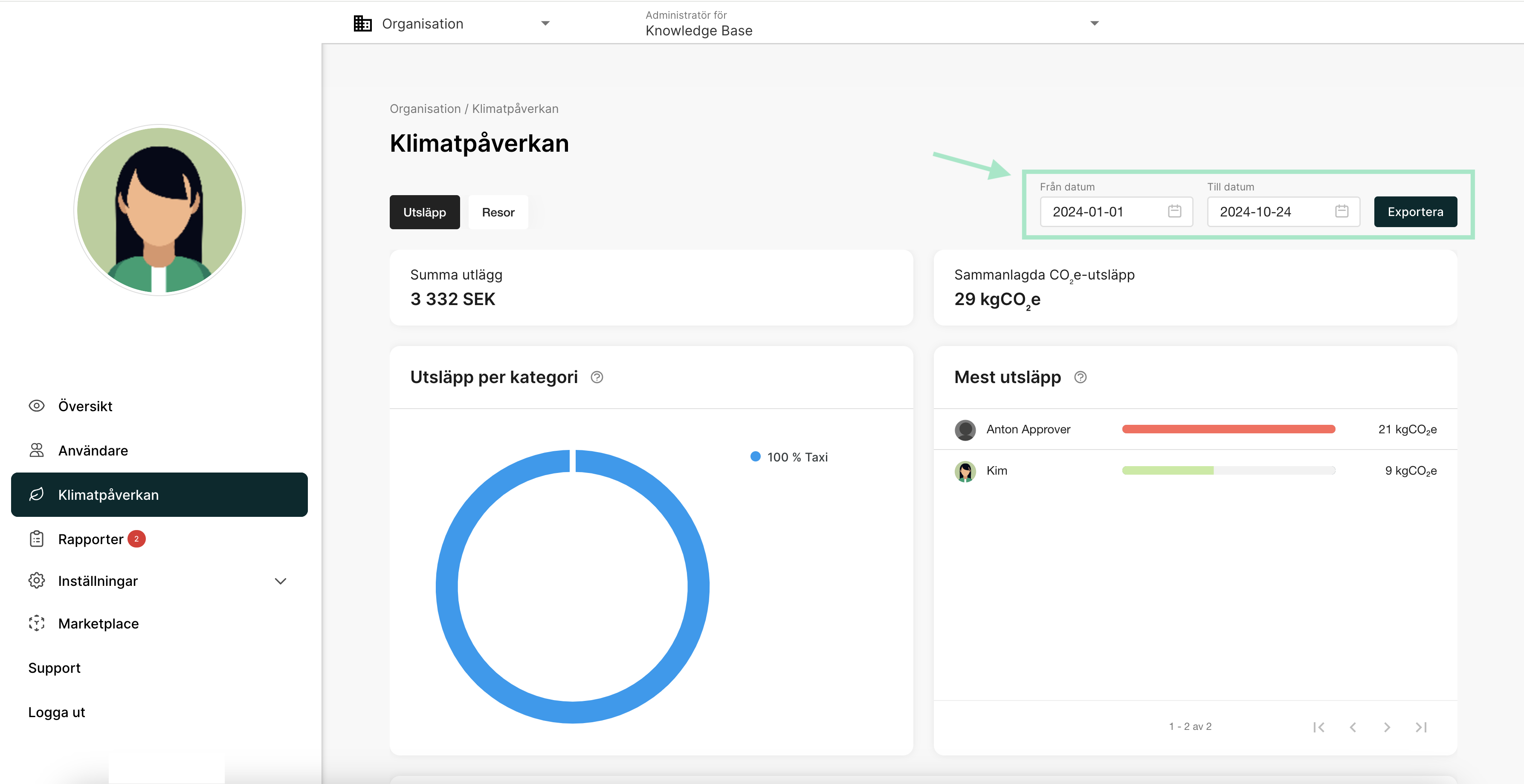 Exportera till CSV