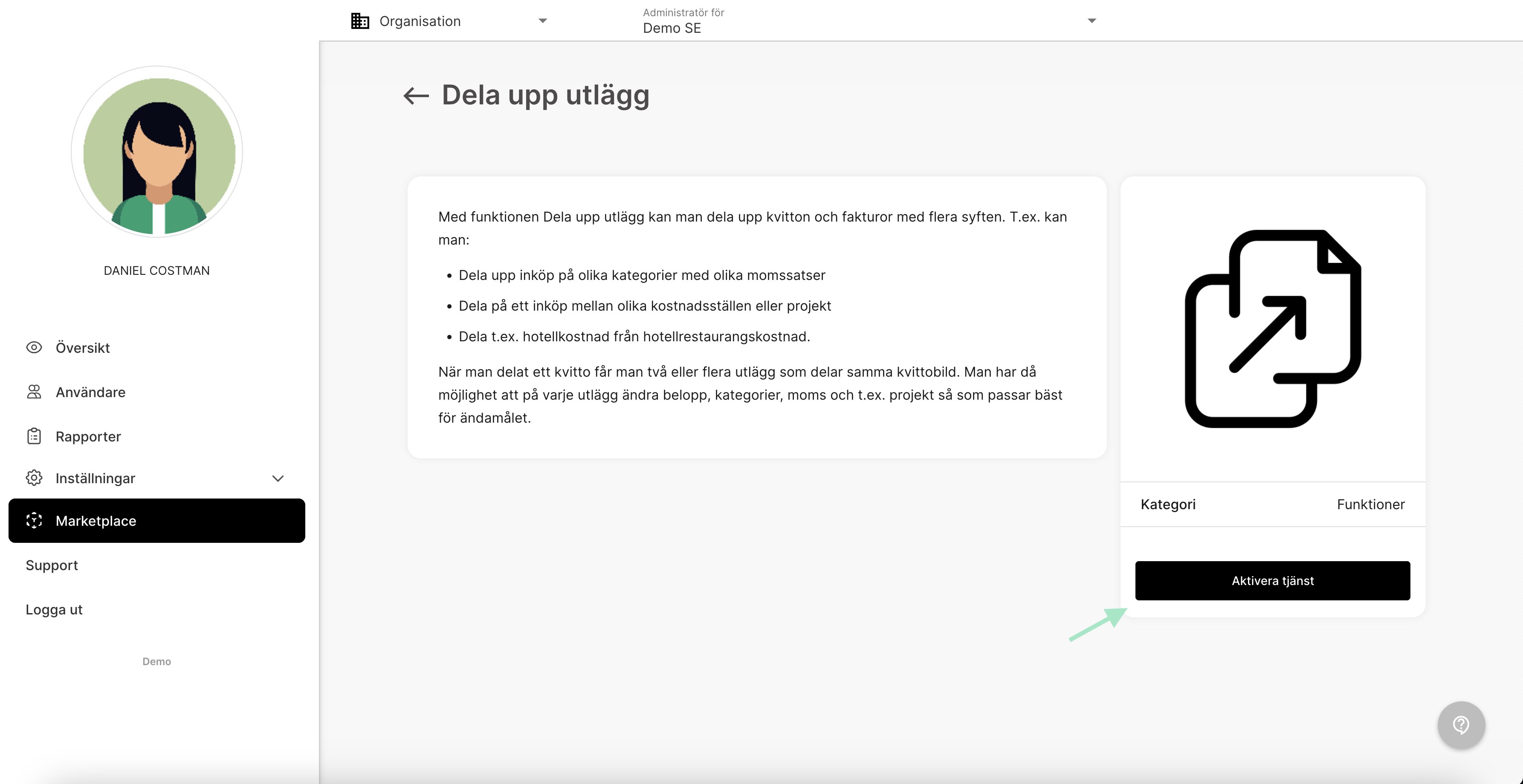 Dela upp utlägg