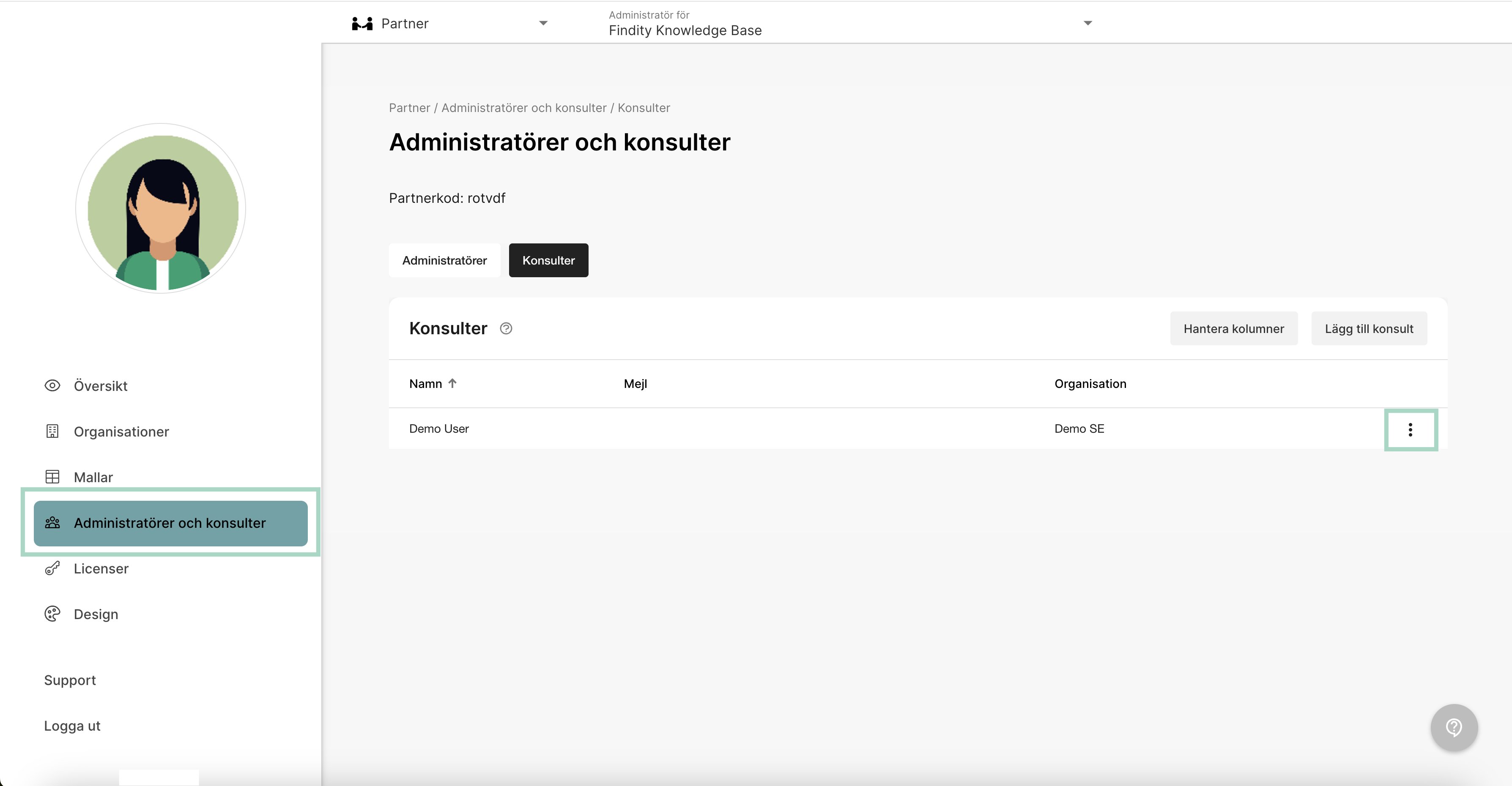 Trepricksmenyn på konsulten
