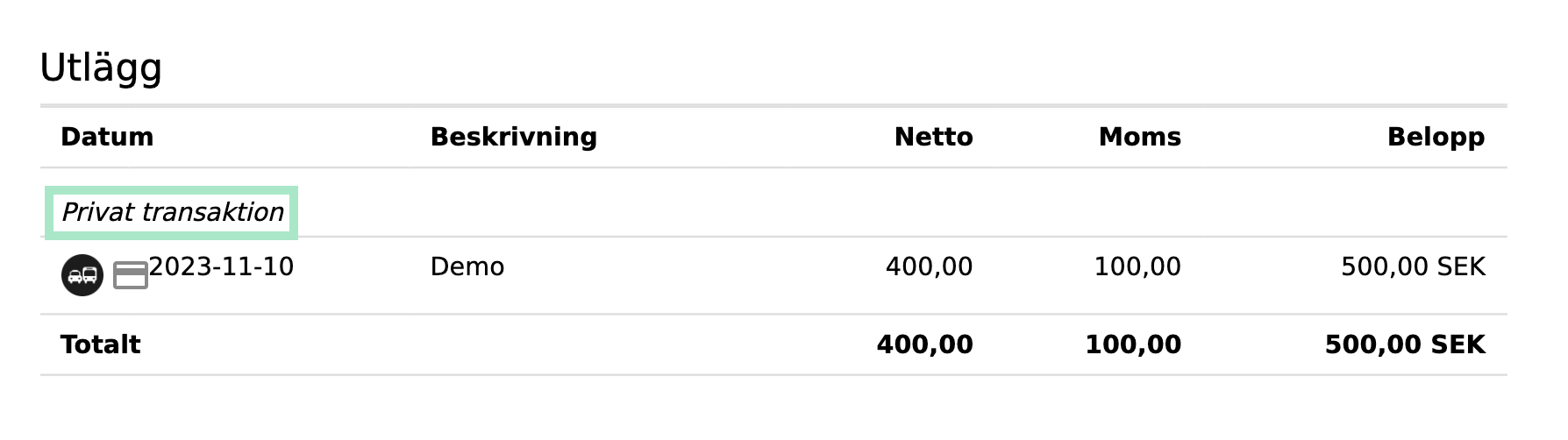 Markera som privat köp
