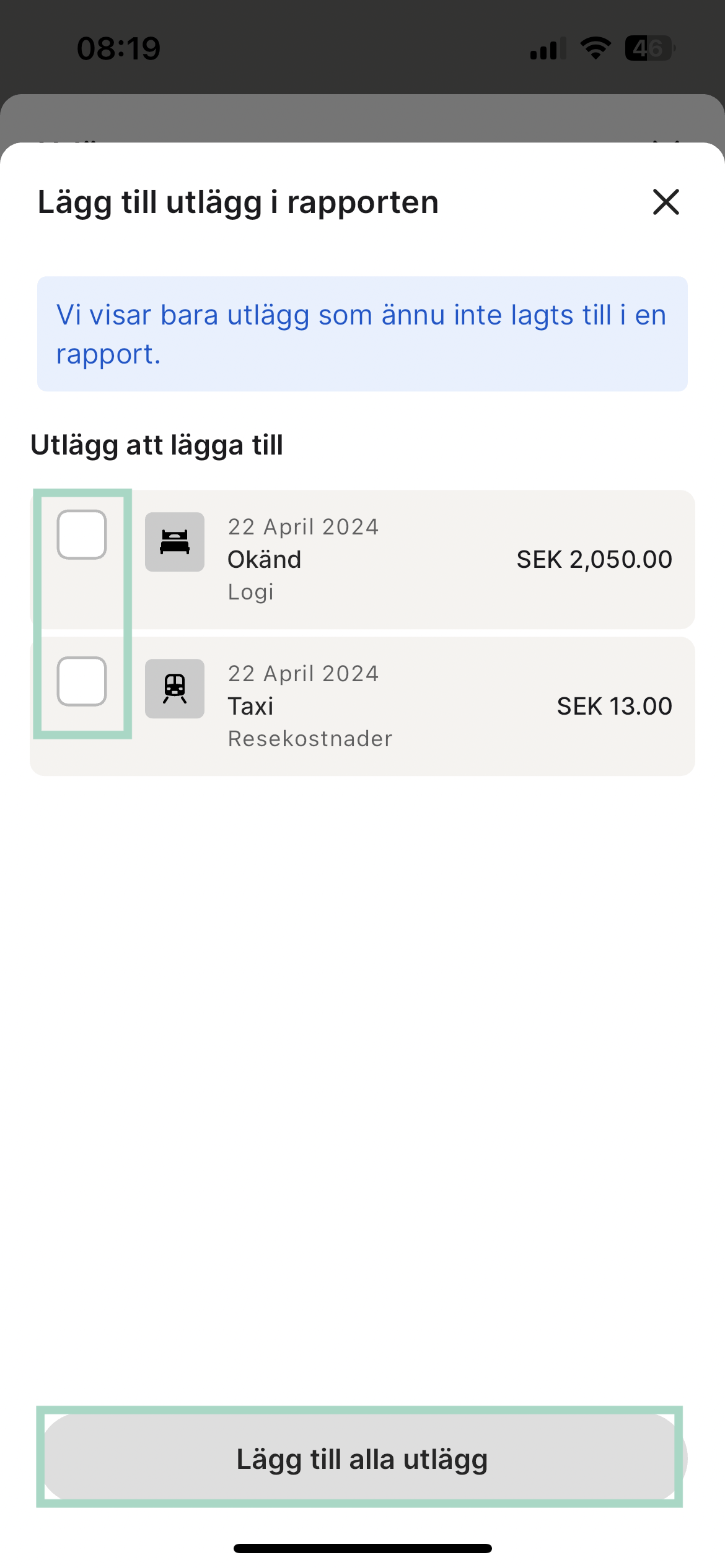 Lägg till utlägg
