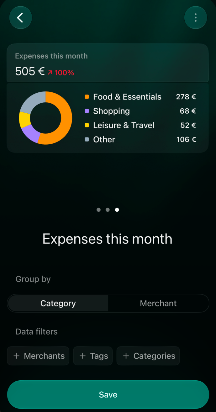 Configure grouping and filters.