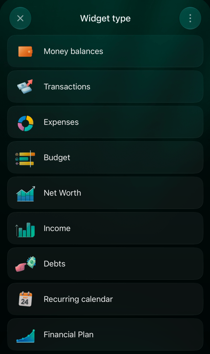 Choose a widget type.