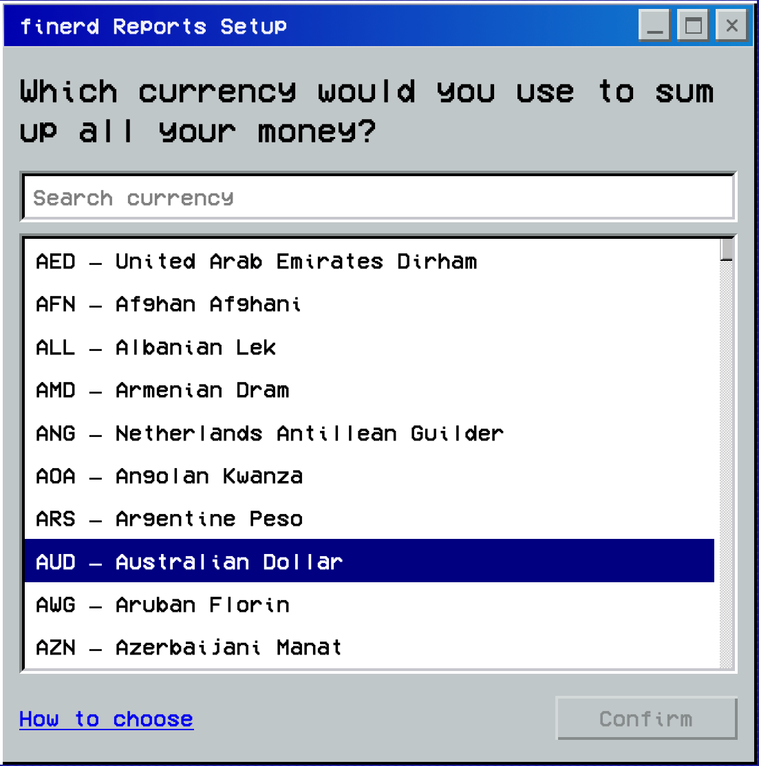 Other currency opens the list with Search currency.