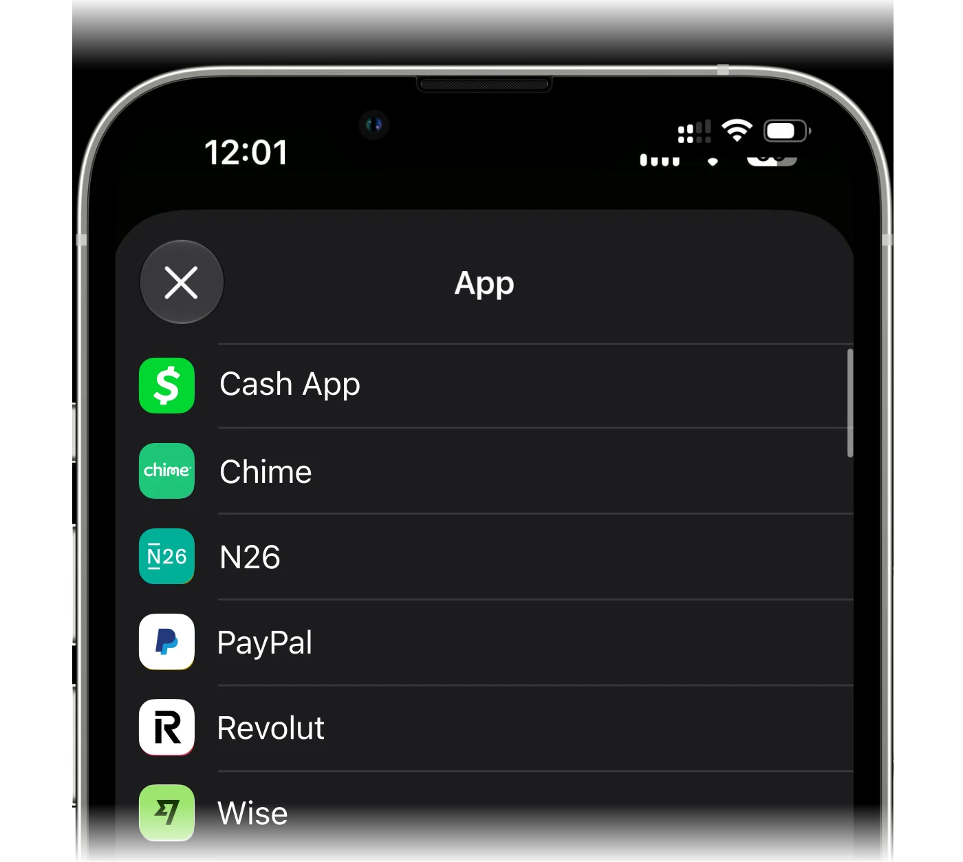 Choosing the bank app whose notifications trigger the automation