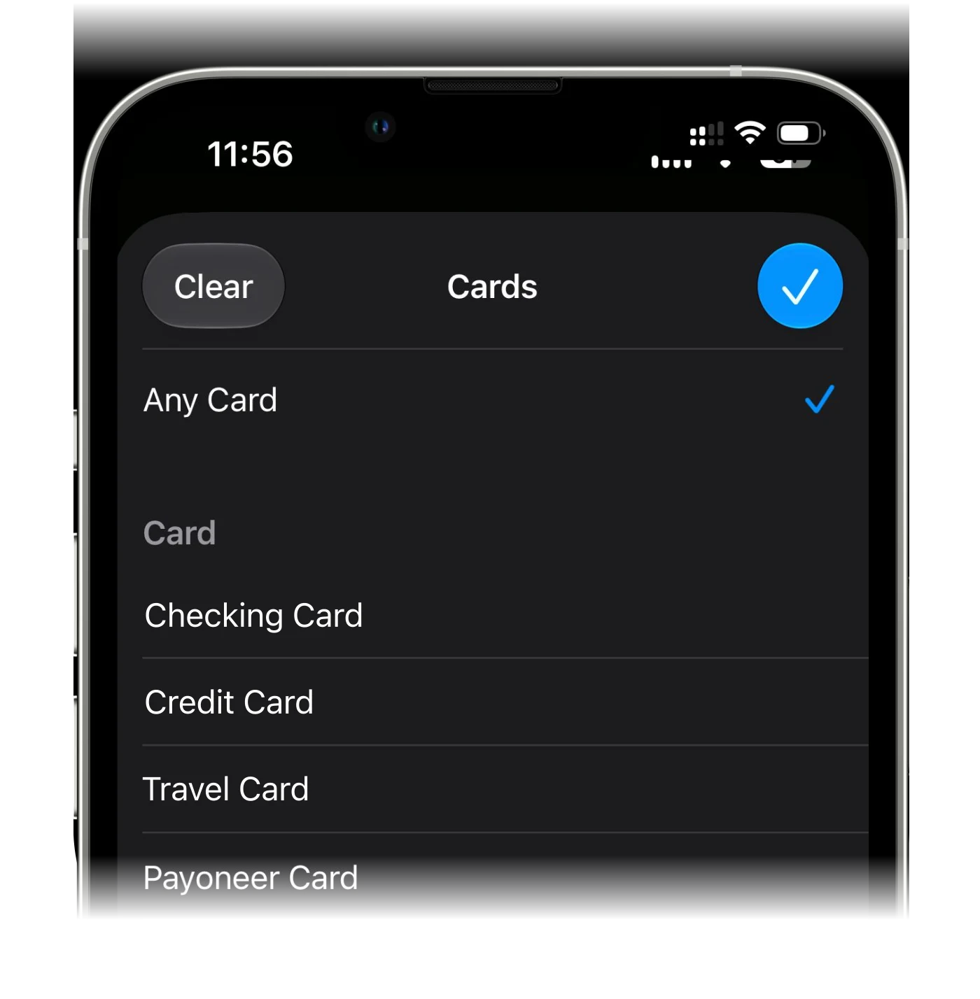 Choosing the card that triggers the automation