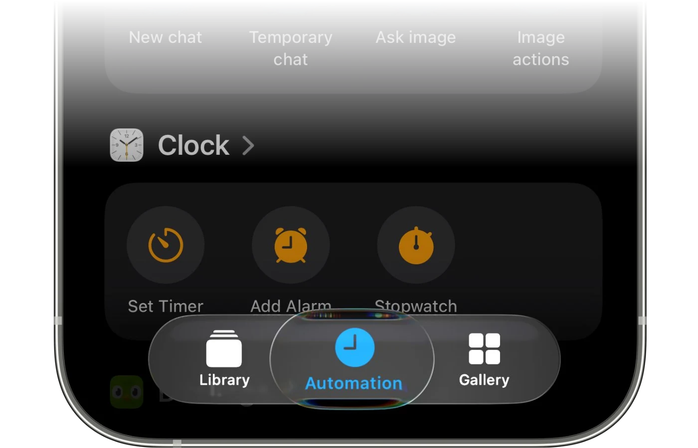 The Automation tab in the Shortcuts app