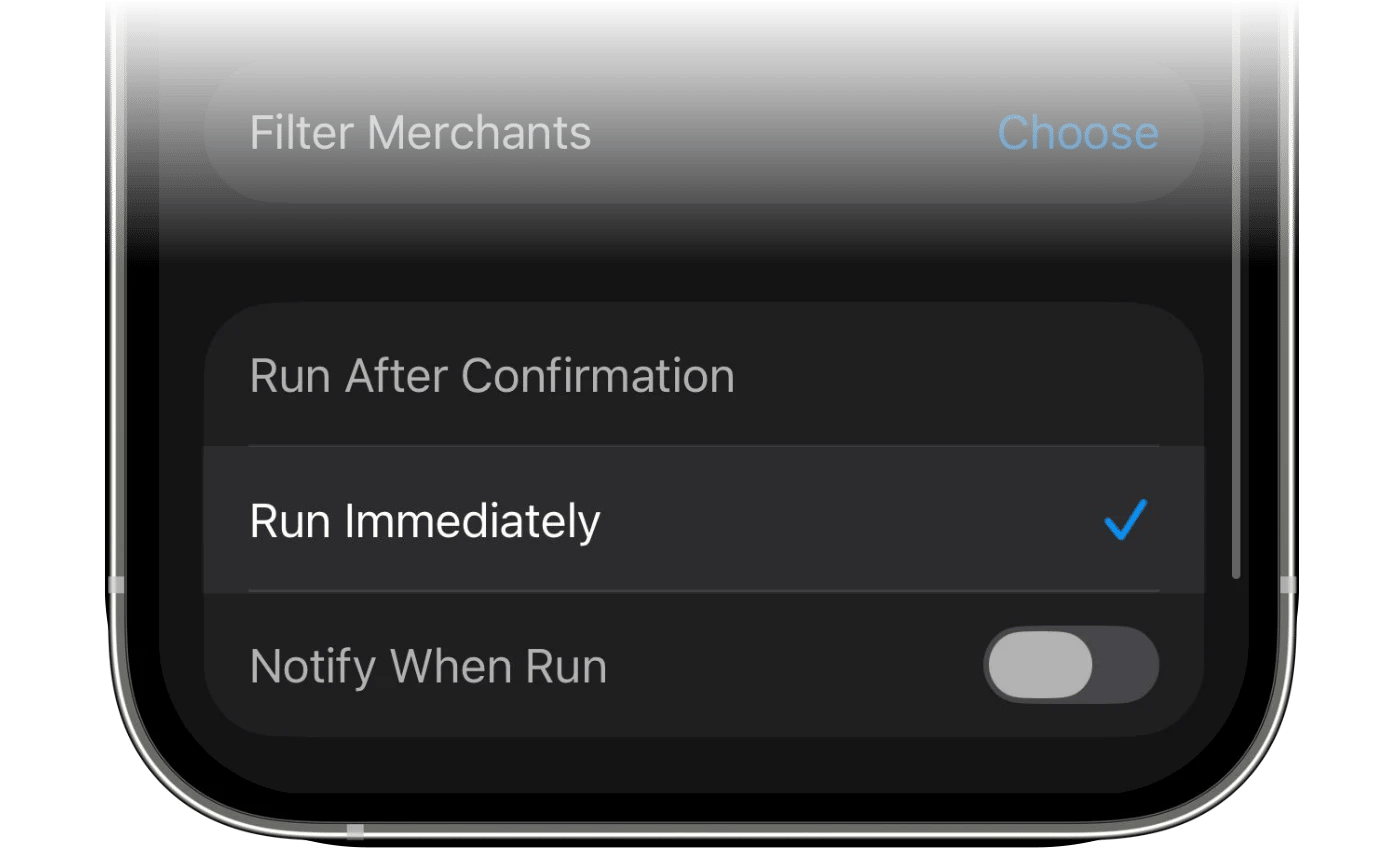 オートメーションの設定にあるRun Immediatelyのオプション