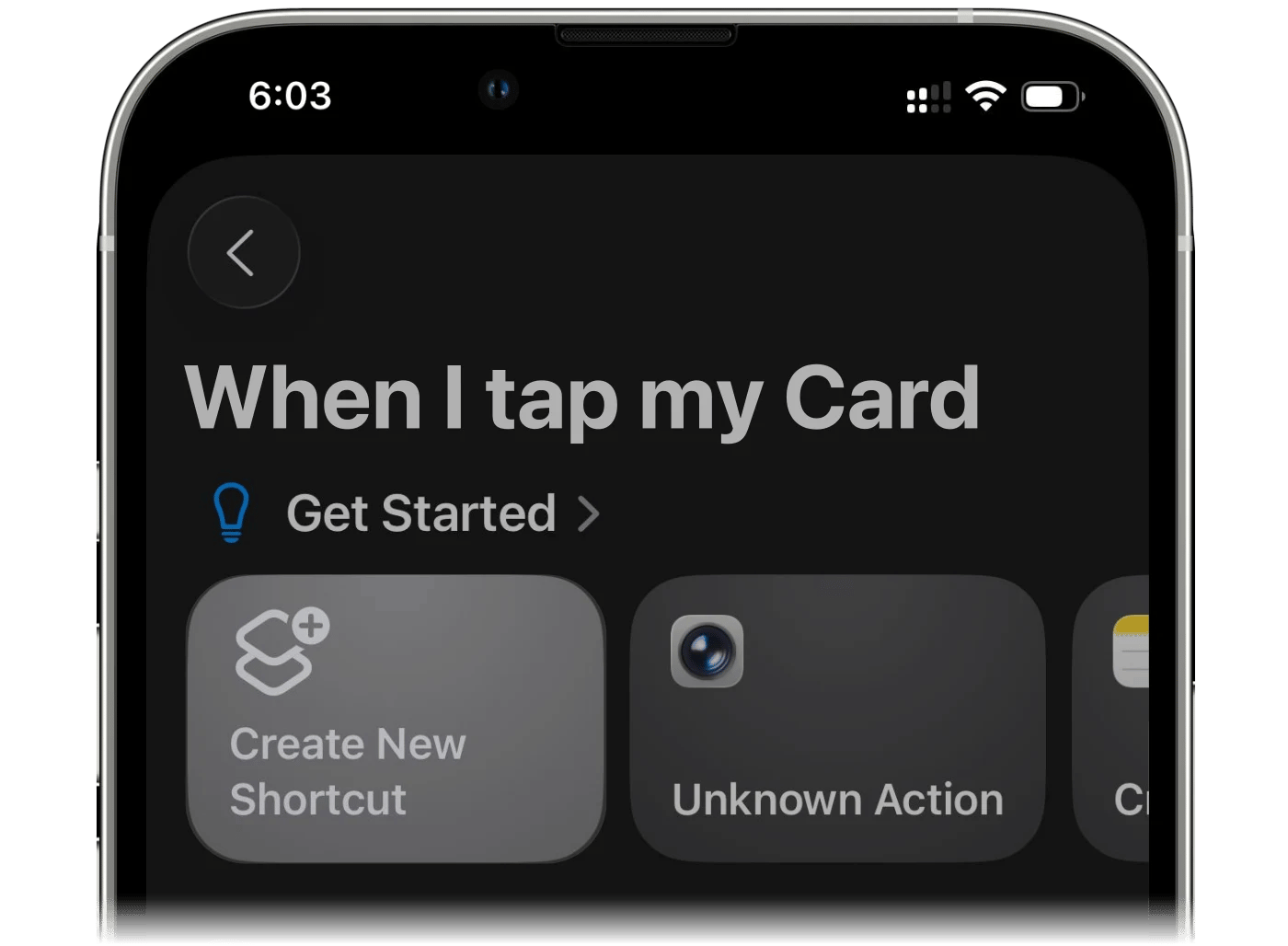 Create New Shortcutボタン