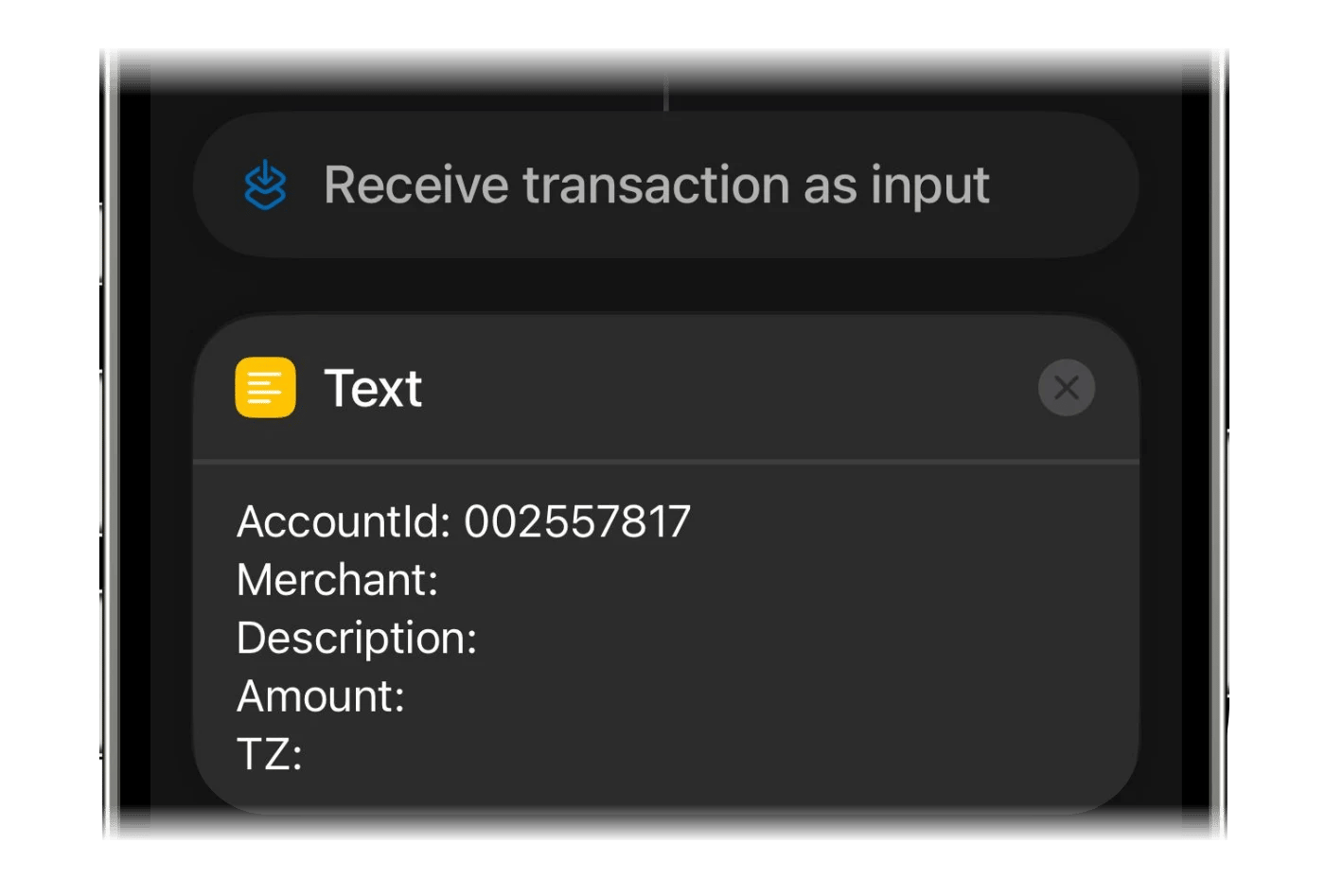 finerdのテンプレートが入ったTextアクション
