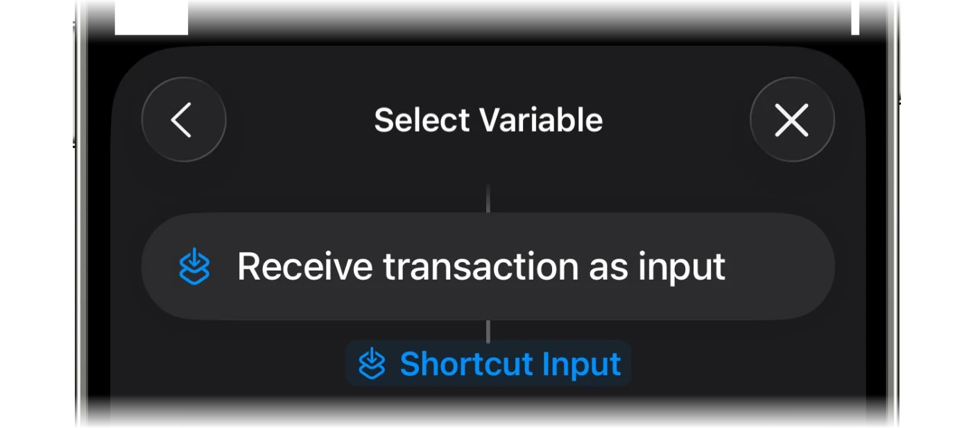 Choosing Shortcut Input as the variable