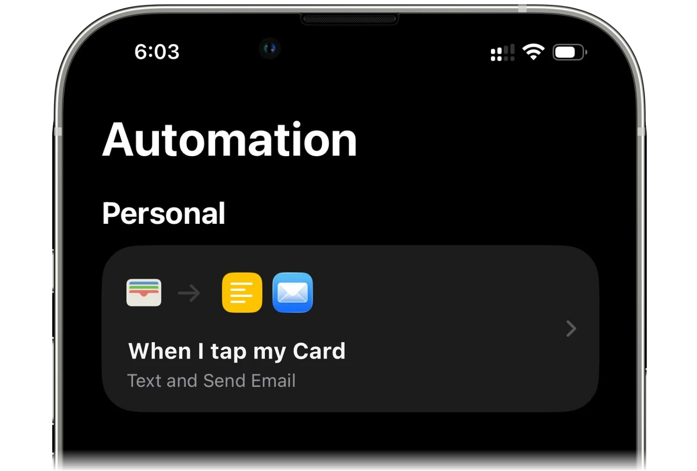 The finished automation in the Automation tab