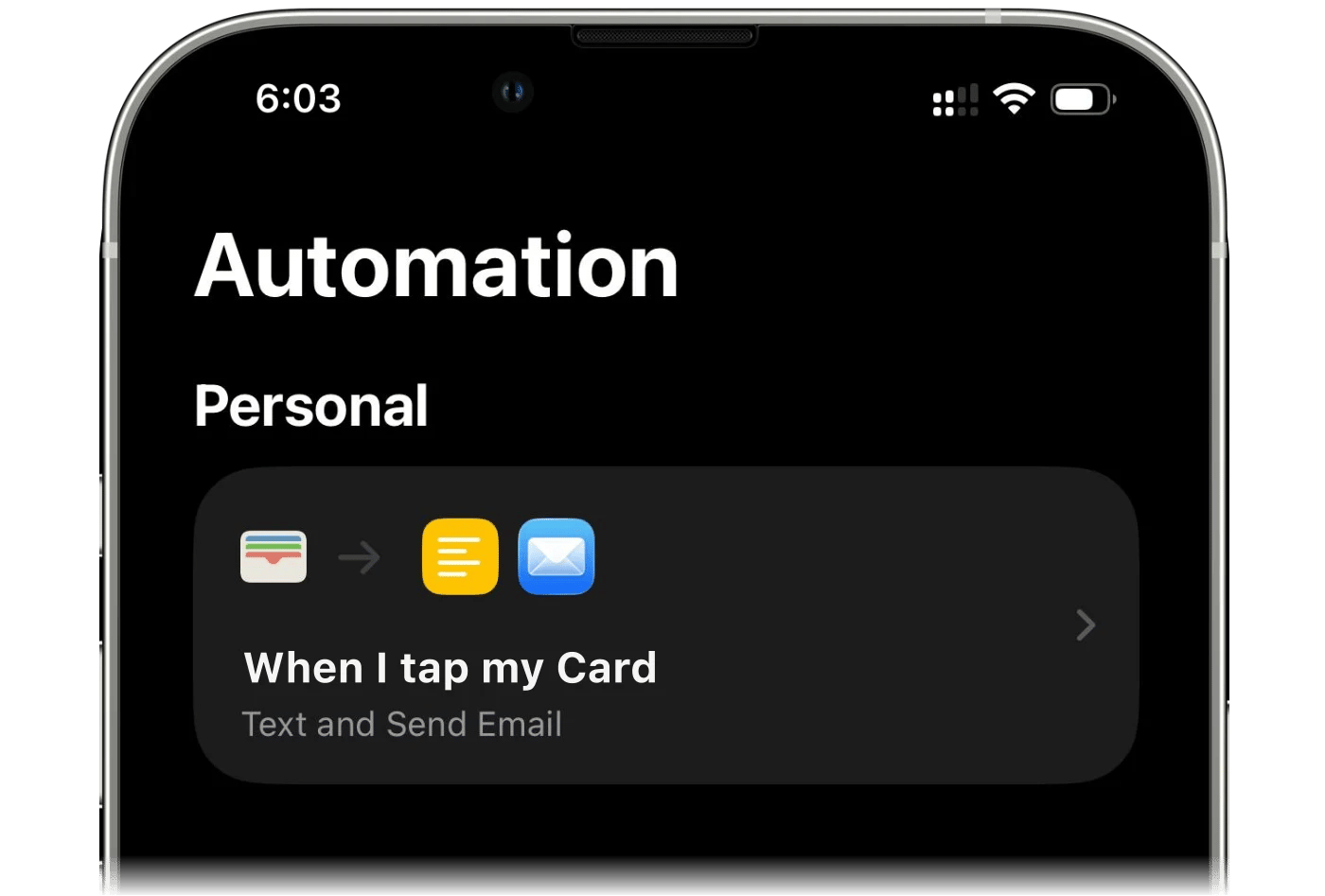 Automationタブに表示された完成したオートメーション