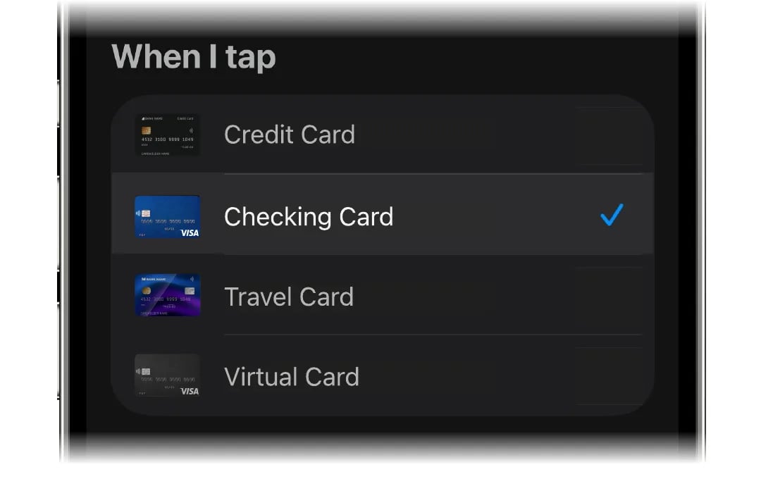 Choosing the Wallet card that triggers the automation