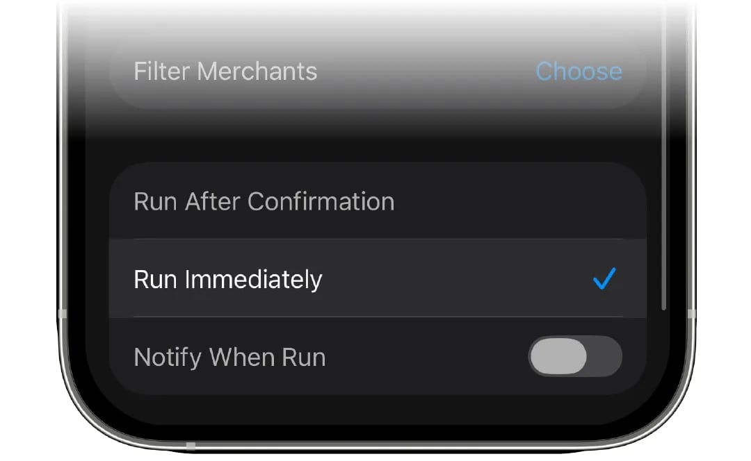 The Run Immediately option in the automation settings