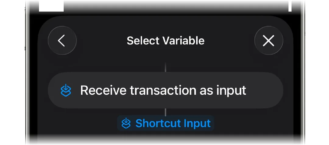 Choosing Shortcut Input as the variable