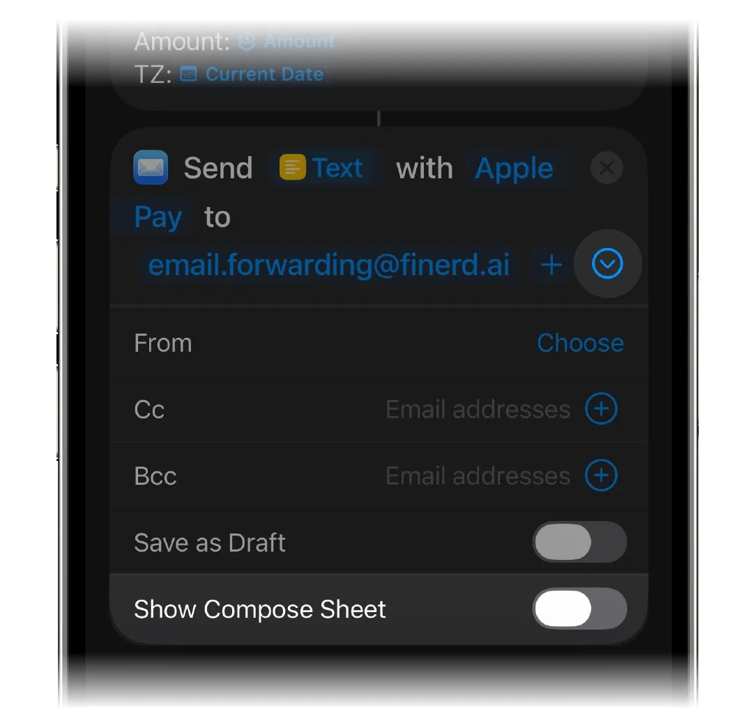 The Show Compose Sheet toggle switched off