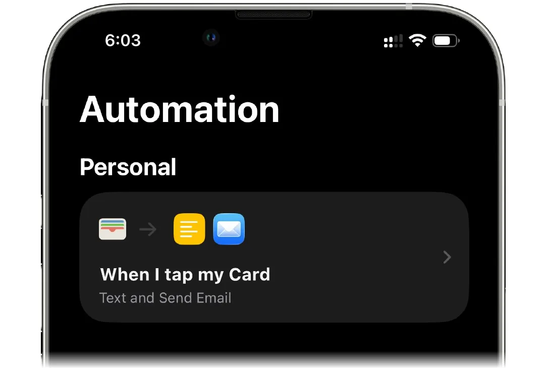The finished automation in the Automation tab