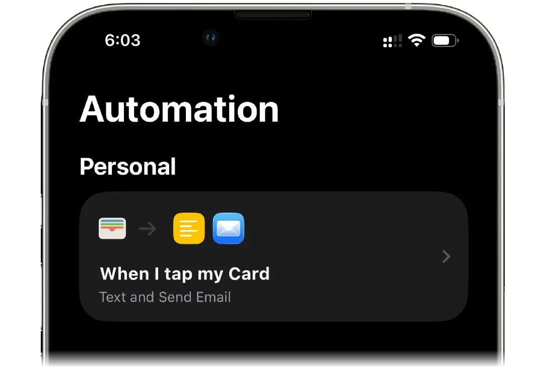 The finished automation in the Automation tab