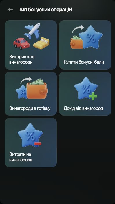 Український вибір типу бонусної операції на Web
