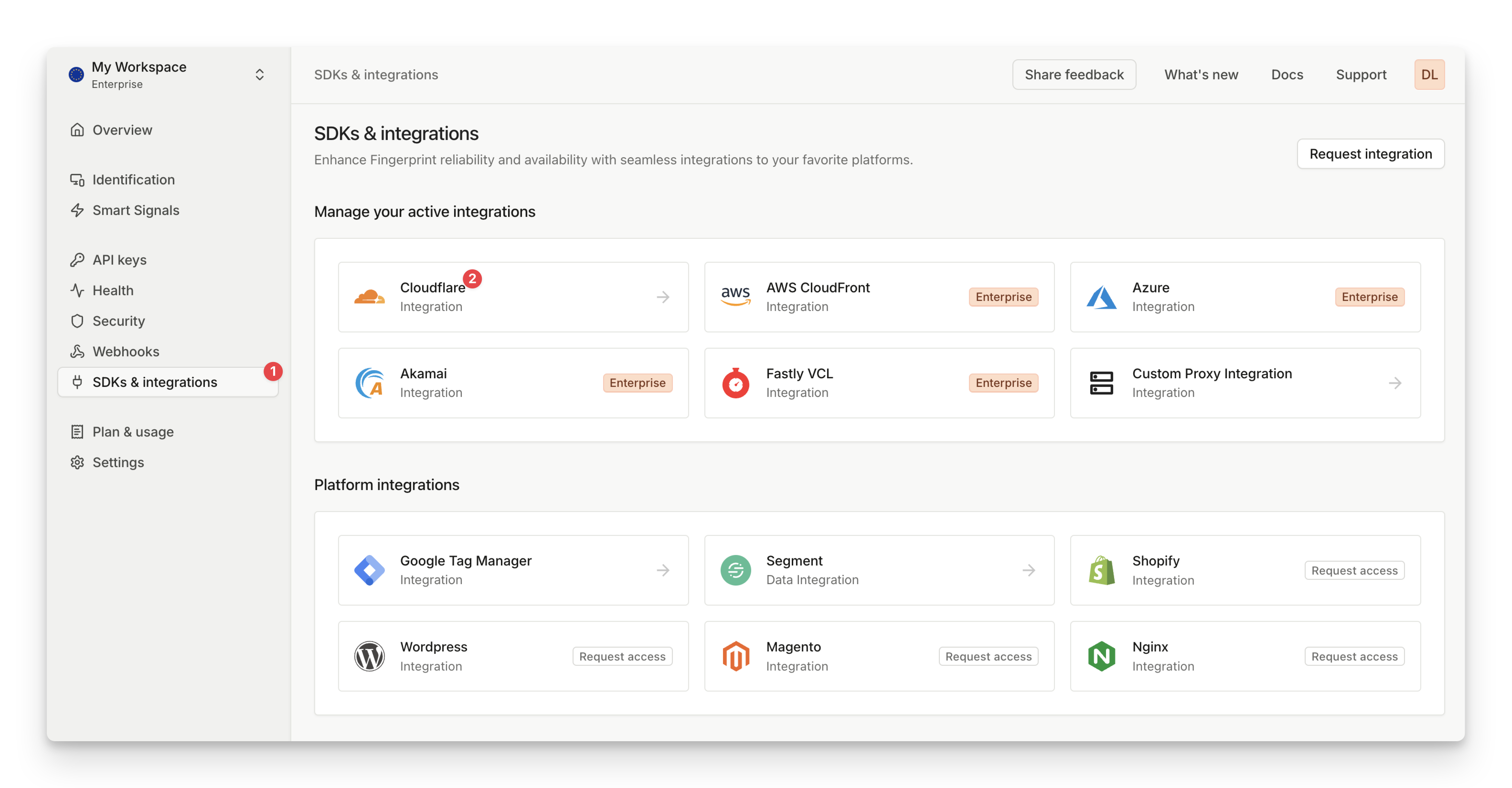 SDKs & integrations page - Cloudflare Integration