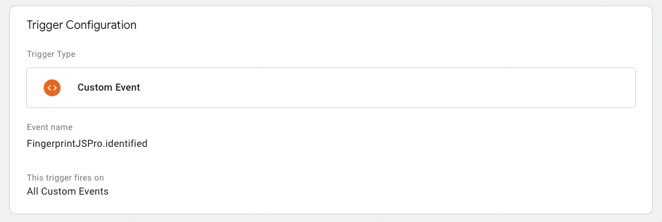screenshot of trigger configuration