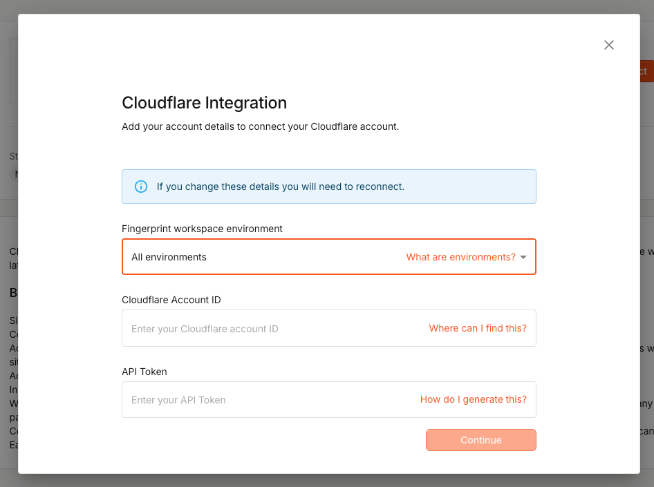 Cloudflare configuration wizard - Add information