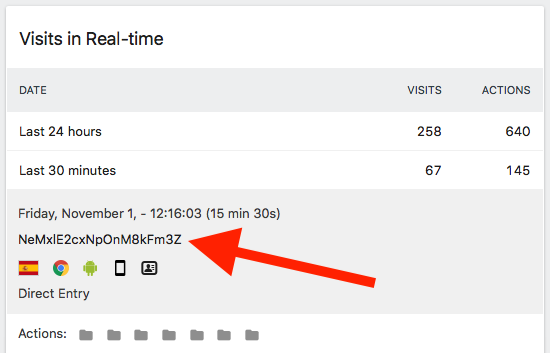 Screenshot of a correctly configured Matomo instance with token