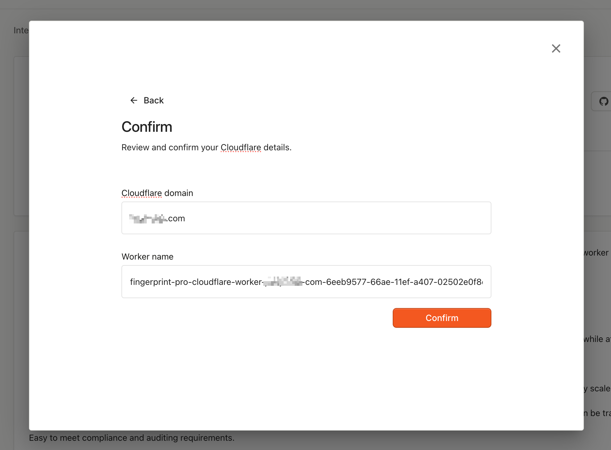 Cloudflare configuration wizard - Select domain