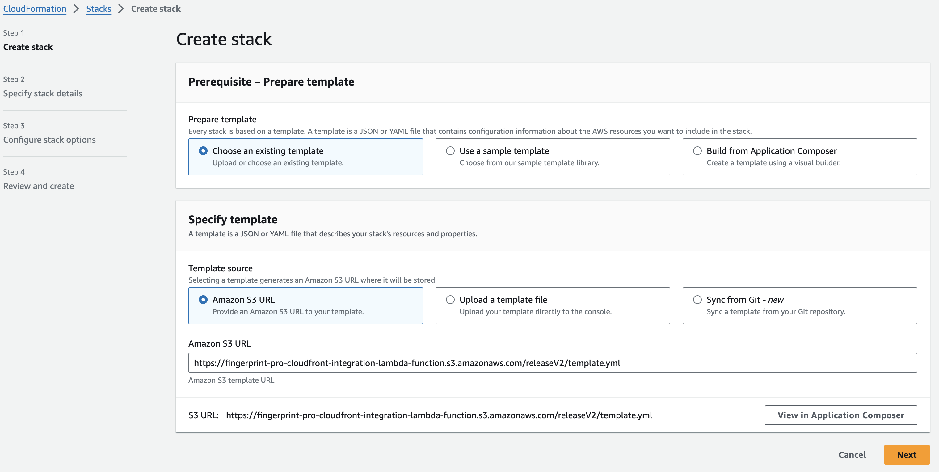 Create CloudFormation stack