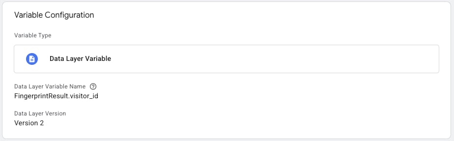 screenshot of variable configuration