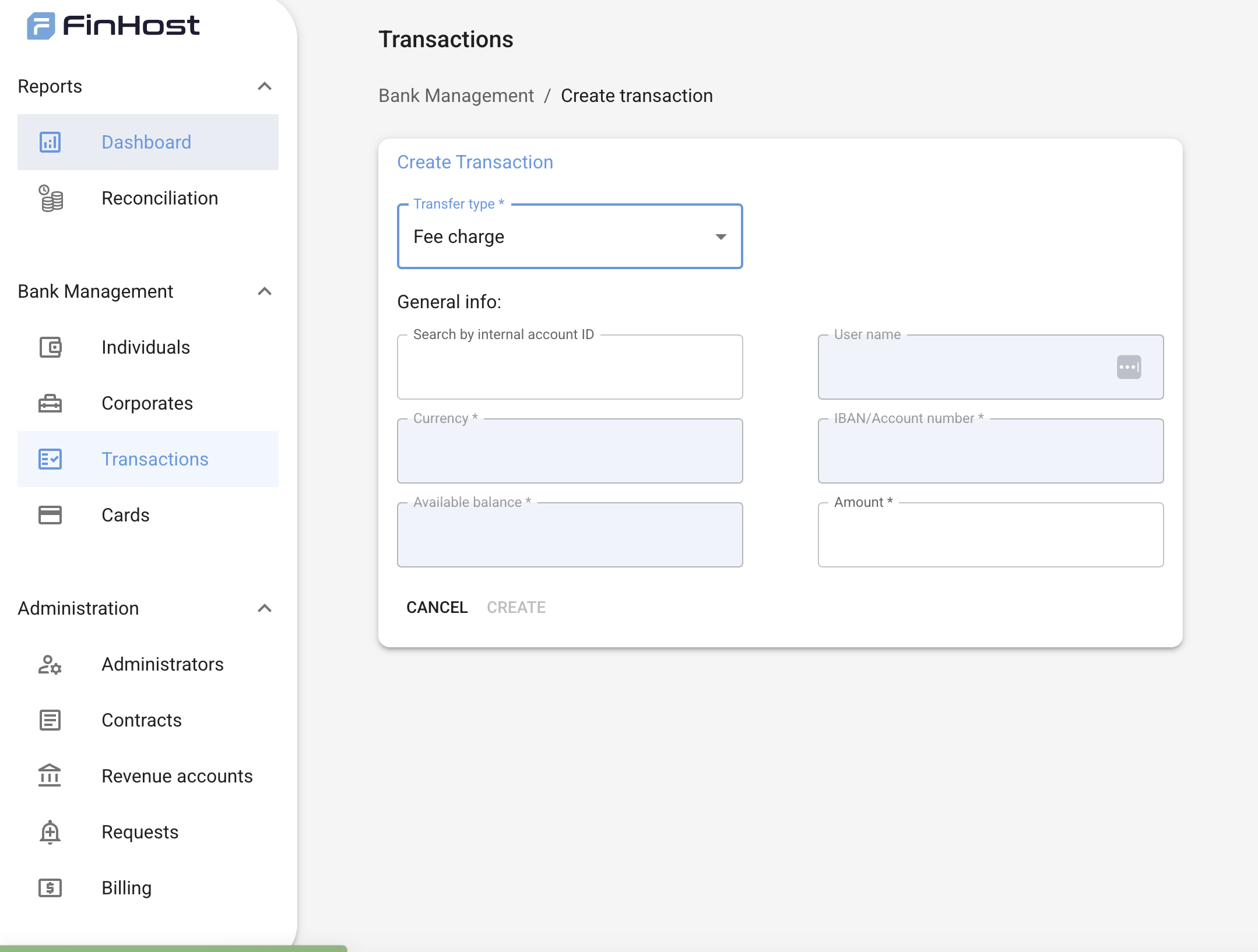 Create Fee Charge Transaction
