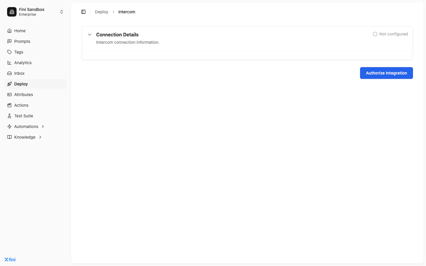 Intercom deploy page before connecting