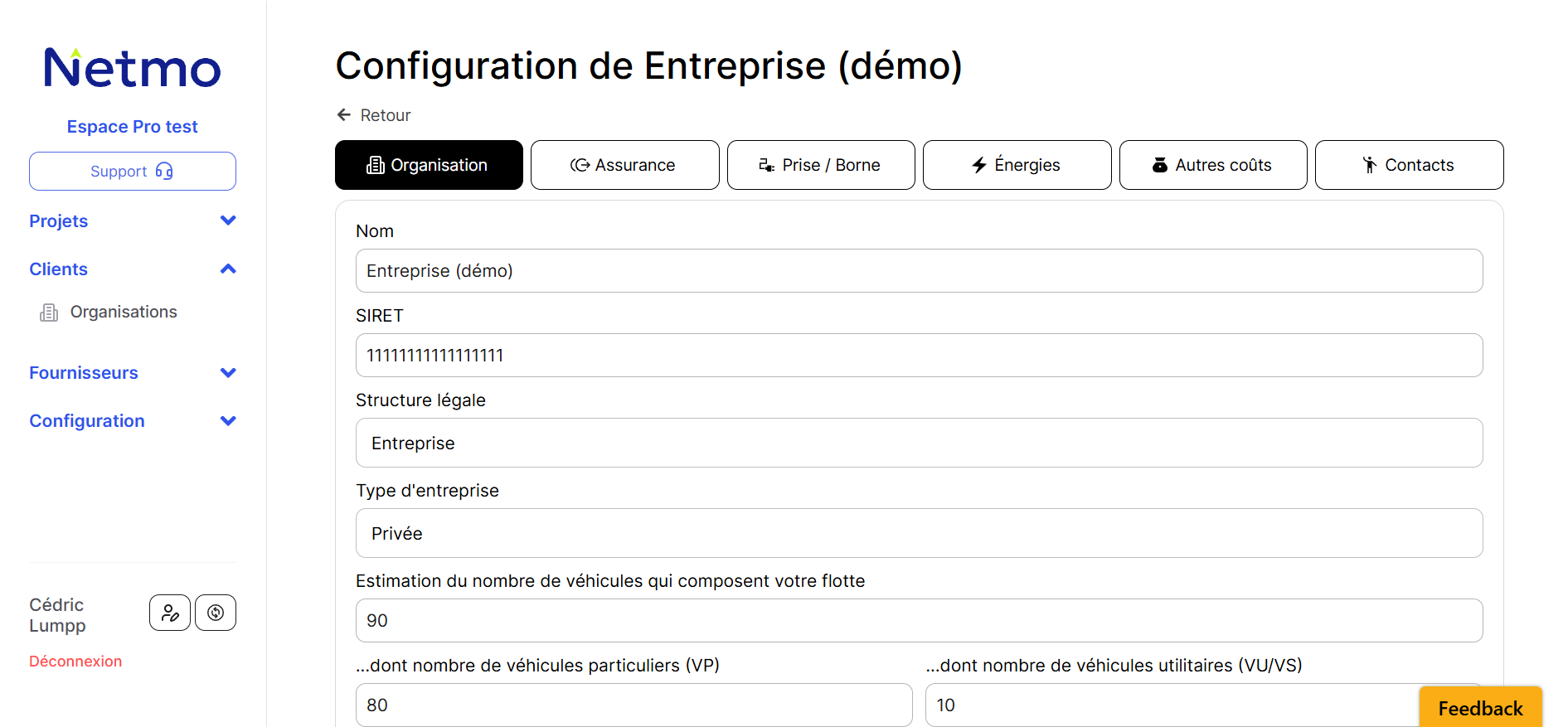 Configuration Entreprise Cliente Pn