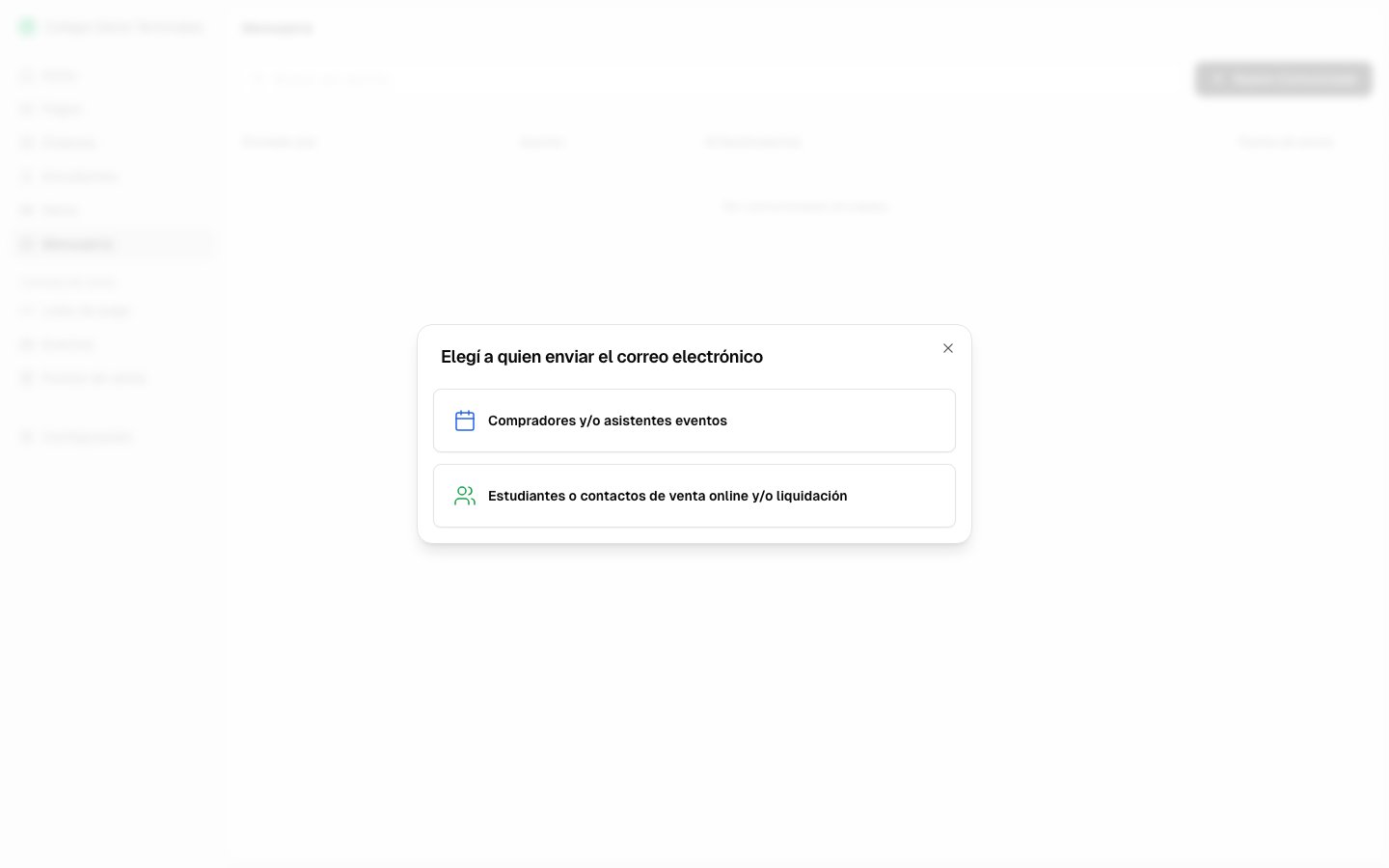 Selección del tipo de destinatario del comunicado