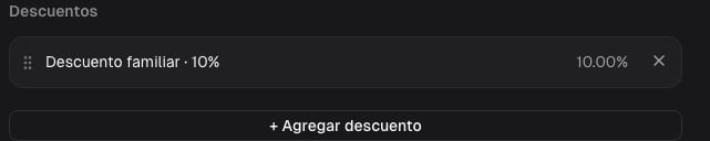 Descuento familiar del 10% asociado al evento