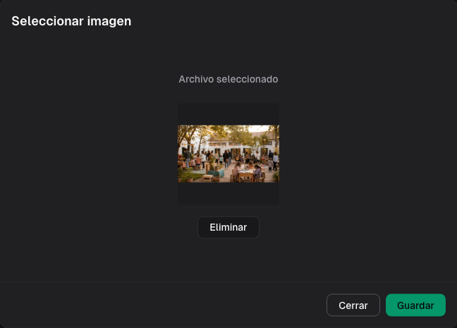Selector de portada con una imagen del Festival de la Comunidad lista para cargar