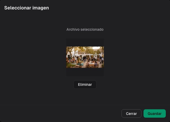 Selector de portada con una imagen del Festival de la Comunidad lista para cargar
